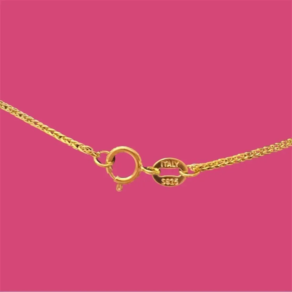TORY BURCH 18K GOLD LOGO CHARM ITALY CHAIN NECKLACE
